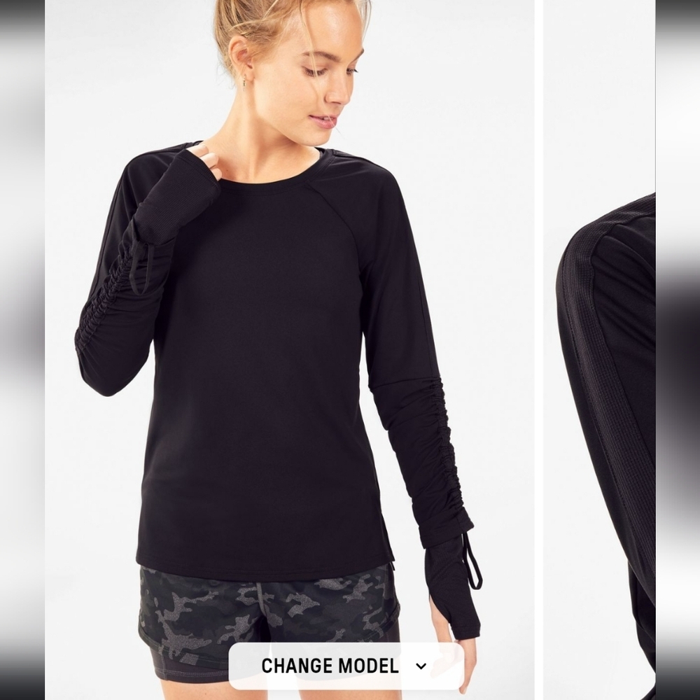Fabletics Black Cashel Adjustable Long Sleeve Top II Size XS